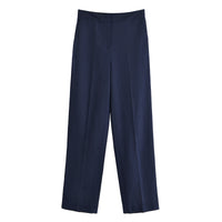 Juliet | Flat Front Seam Pocket Tailored Straight-Leg Trousers in Red and Navy