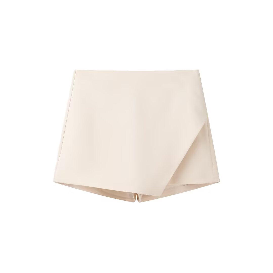 Nell | Elegant Mini Skirt White Wrap Asymmetric Satin