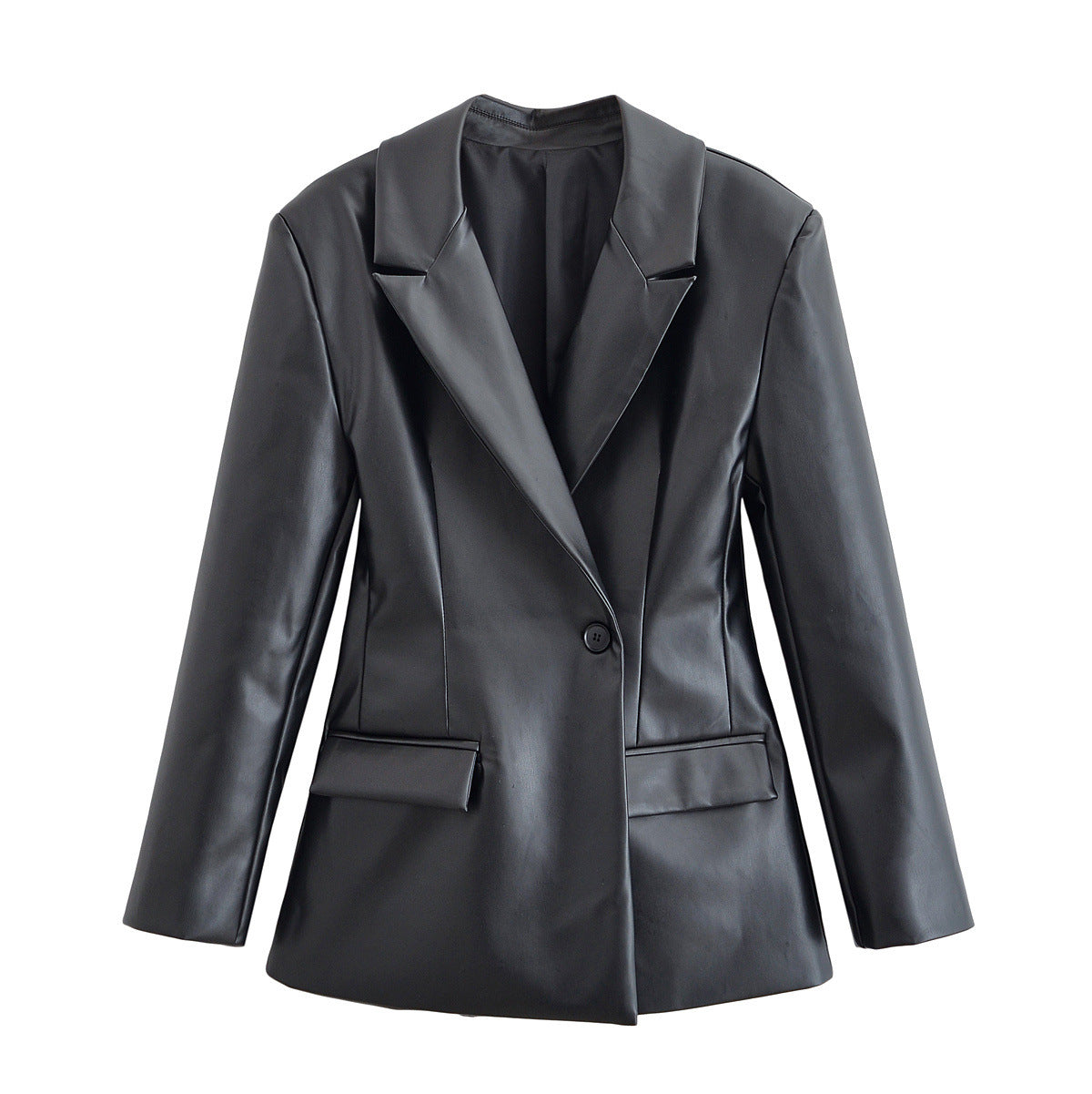 Charlotte | Faux Leather Tailored Blazer