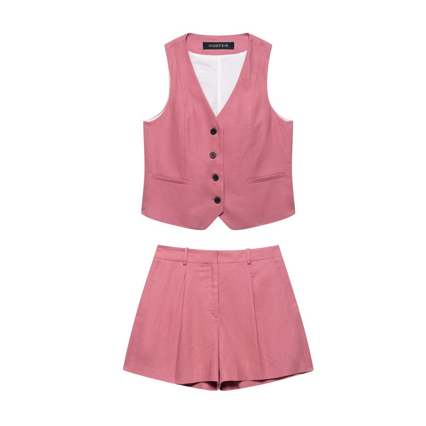 Niamh | V-Neck Waistcoat Pleated Shorts Co-ord Set