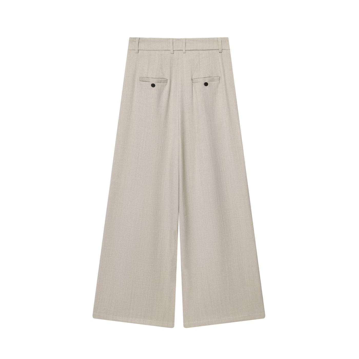 Olivia | Front-Pleat Tailored Waist Wide-Leg Linen Trousers in Cream