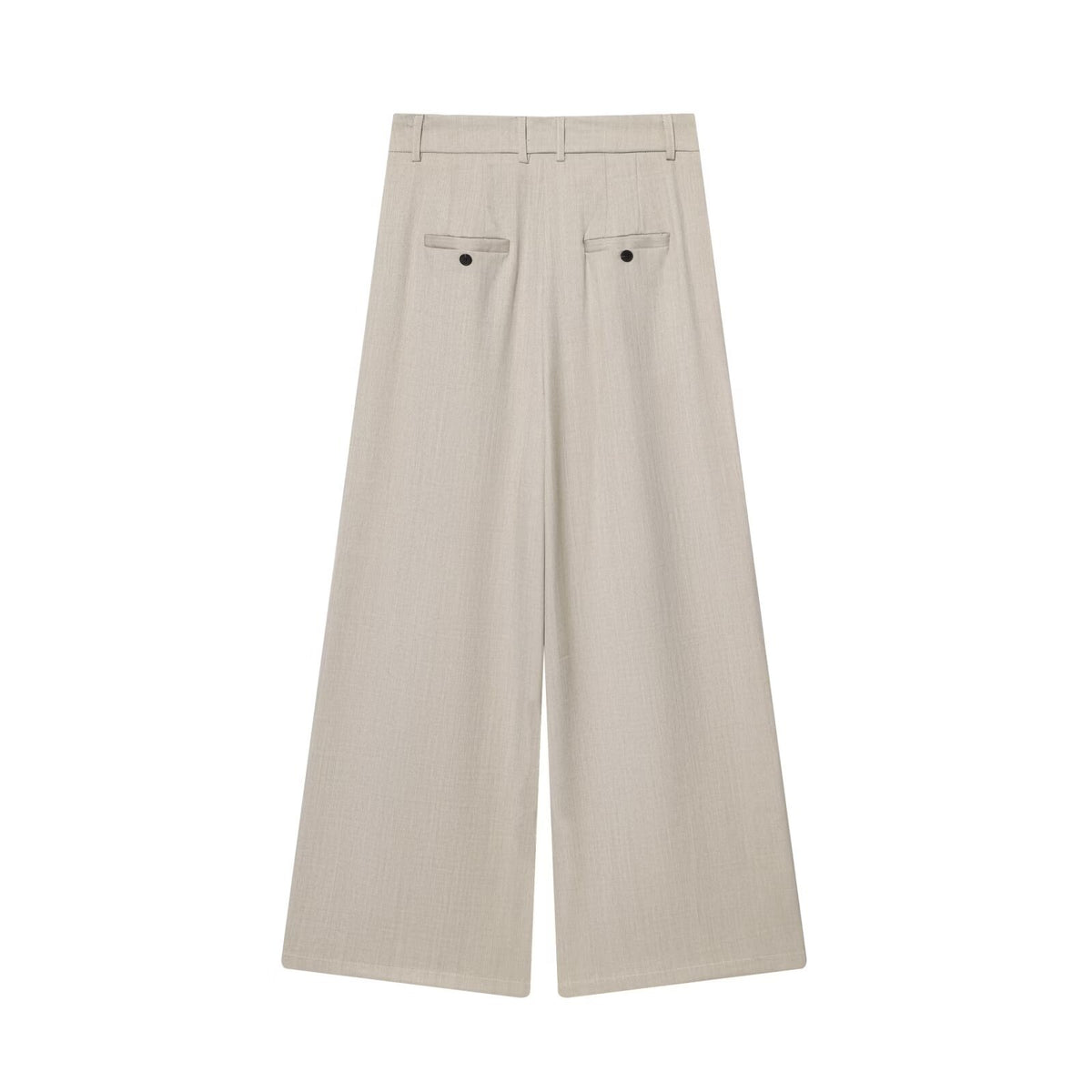 Olivia | Front-Pleat Tailored Waist Wide-Leg Linen Trousers in Cream