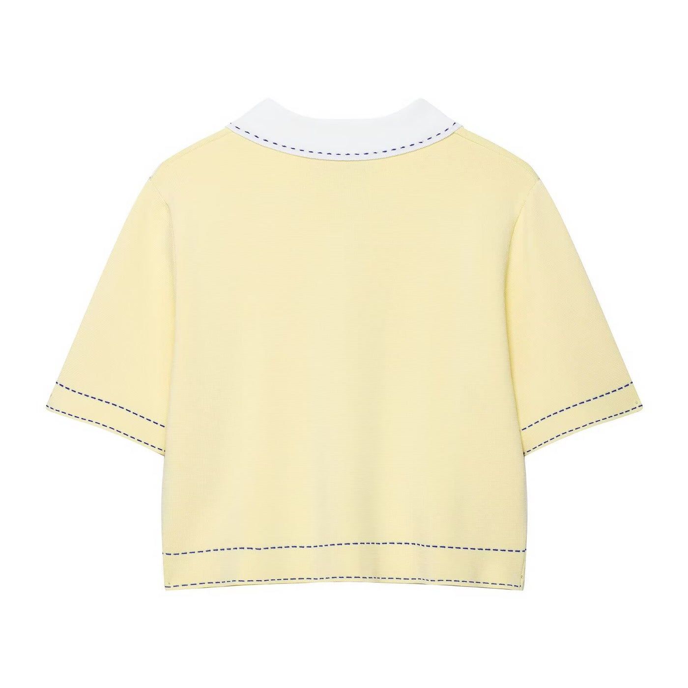 Lyla | Contrast Stitch Cropped Cardigan in Yellow