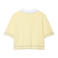 Lyla | Contrast Stitch Cropped Cardigan in Yellow