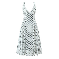 Eliana | Polka Dot V-Neck Pleated Midi Dress