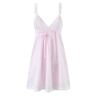 Elise | Lace Trim Striped Slip Dress