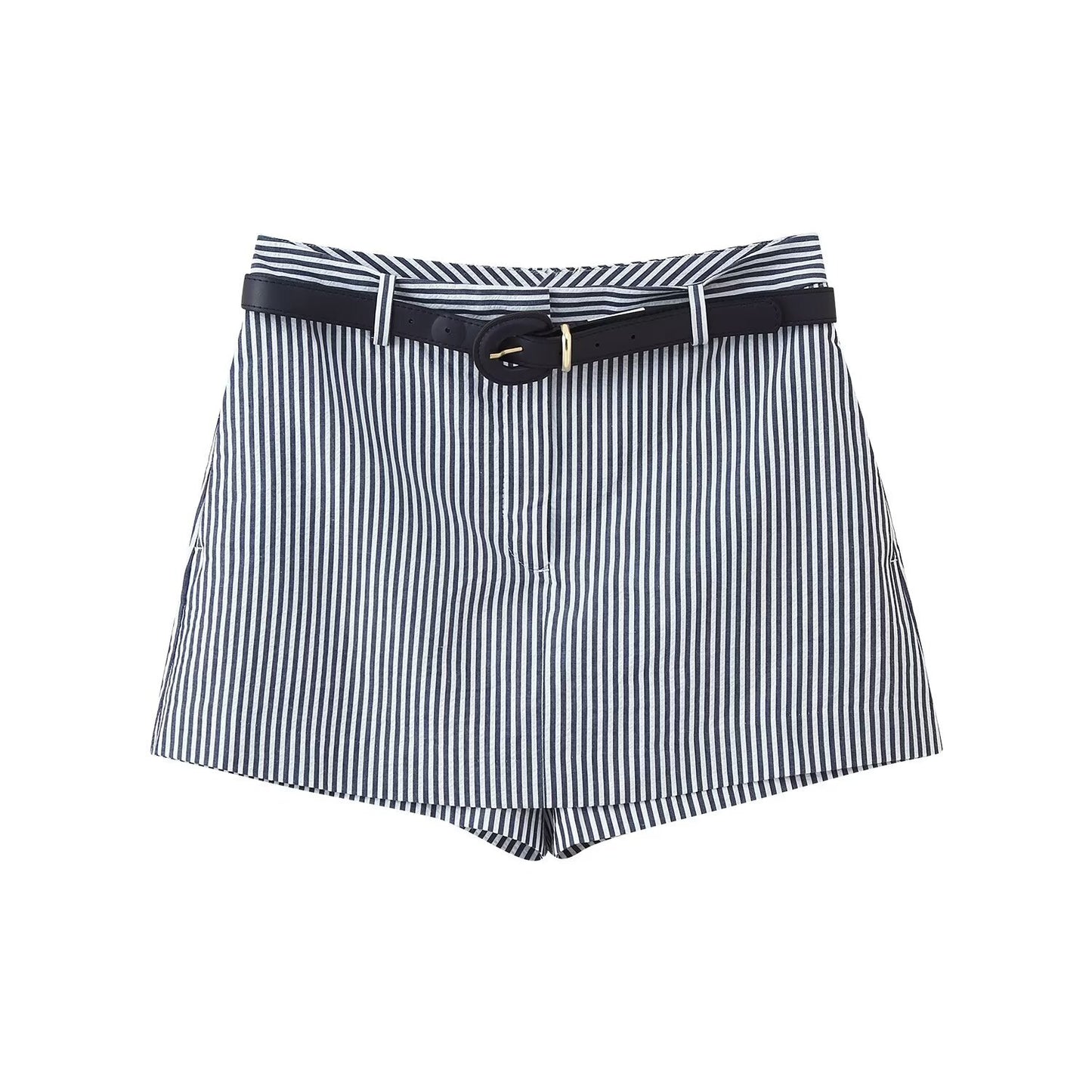 Ines | Summer Linen Shorts Tailored Cream Striped High Waisted