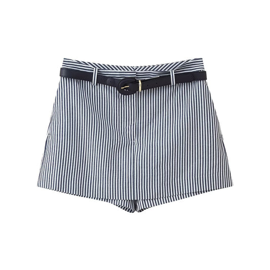 Ines | Summer Linen Shorts Tailored Cream Striped High Waisted