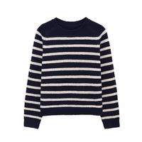Matilda | Classic Stripe Crew Neck Ribbed Cuff Long Sleeve Relaxed Knit Top
