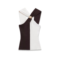Francesca | Two-Tone Ribbed Halter Crop Top