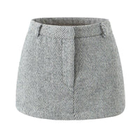 Elsie | Herringbone Weave Low-Rise Mini Skirt