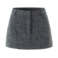 Elsie | Herringbone Weave Low-Rise Mini Skirt
