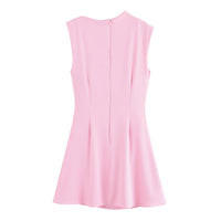 Verity | Asymmetric Draped Neck Wide Strap Side Ruching Satin A-Line Mini Dress