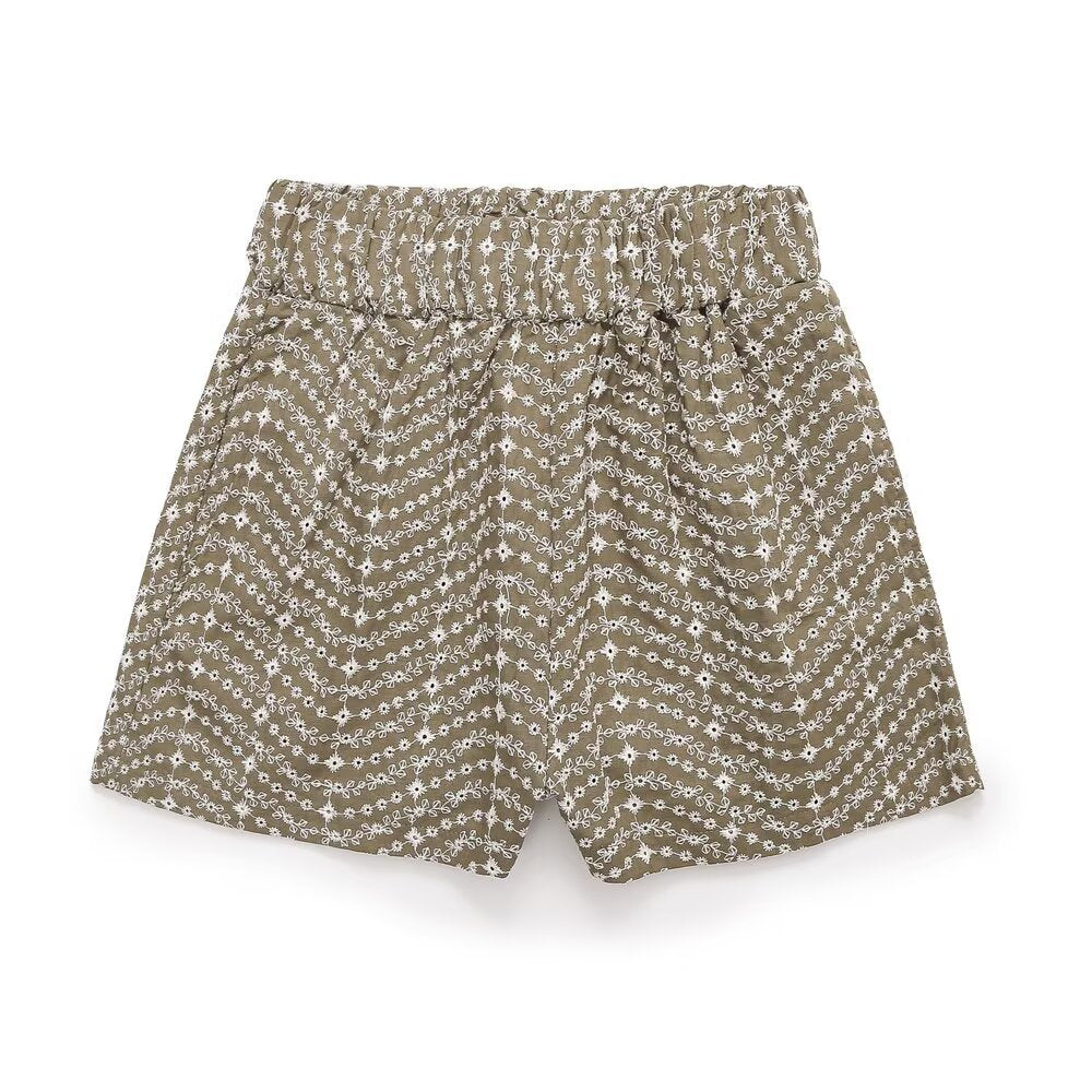 Hallie | Paperbag Waist Woven Textured Shorts with Self-Fabric Belt