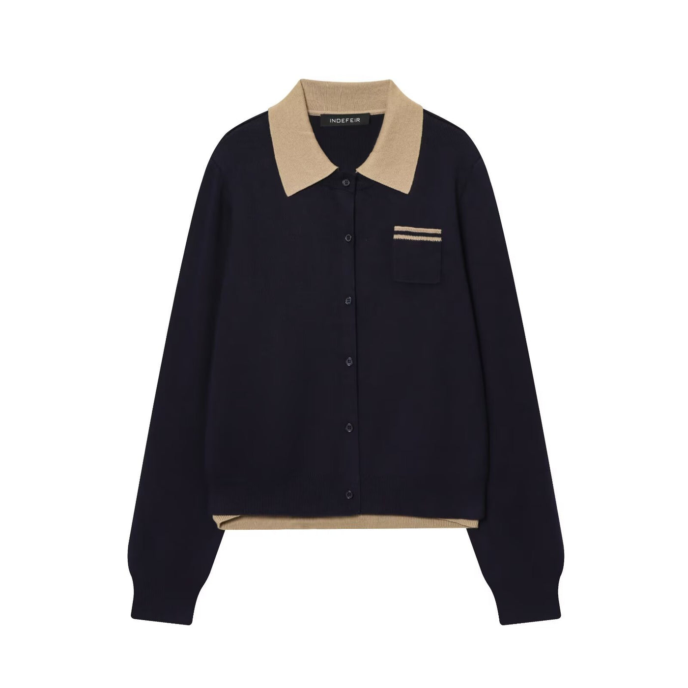 Violet | Contrast Collar Cropped Knit Cardigan