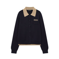 Violet | Contrast Collar Cropped Knit Cardigan