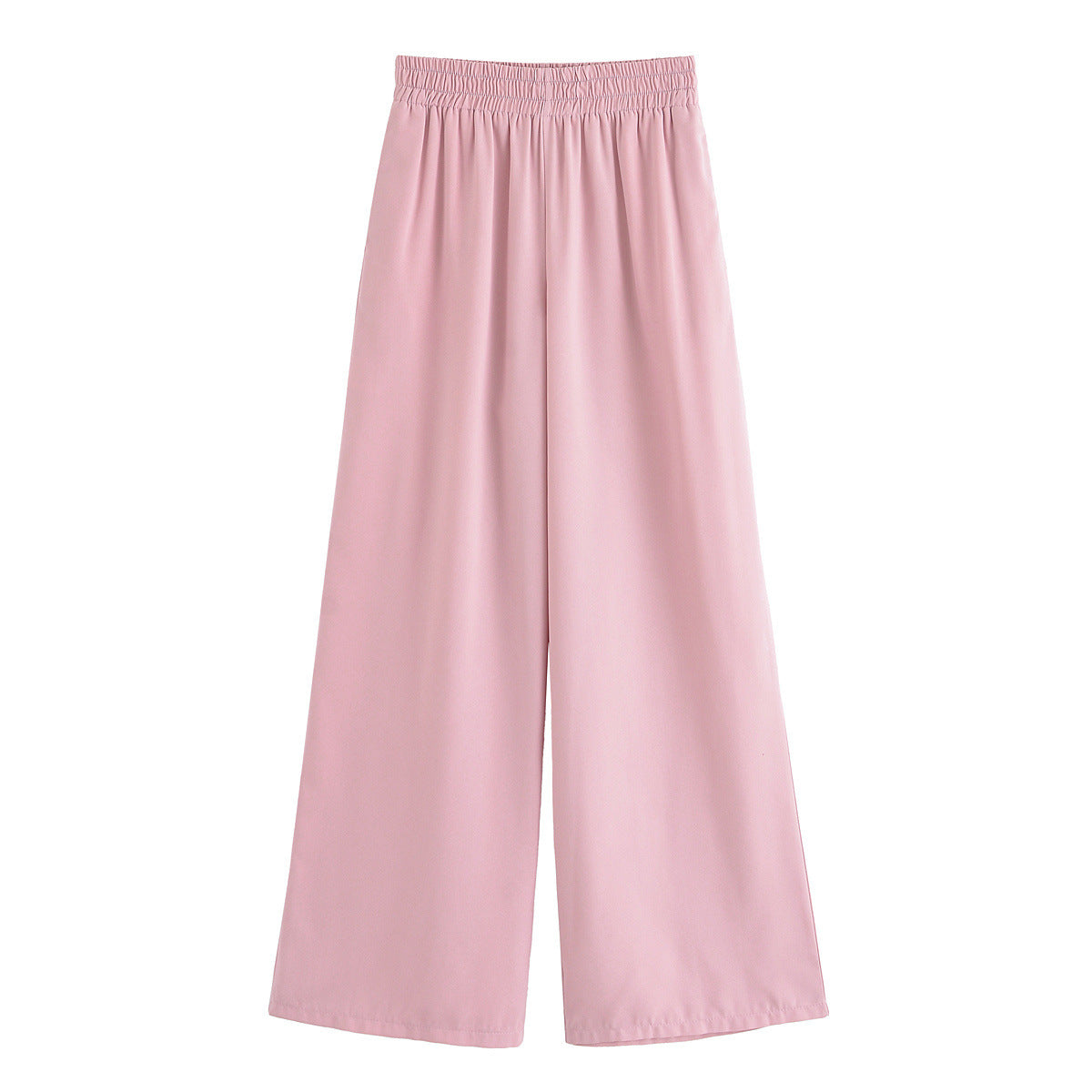 Esther | Elasticated Waist Side Pocket Wide-Leg Jersey Trousers in Pink and Yellow