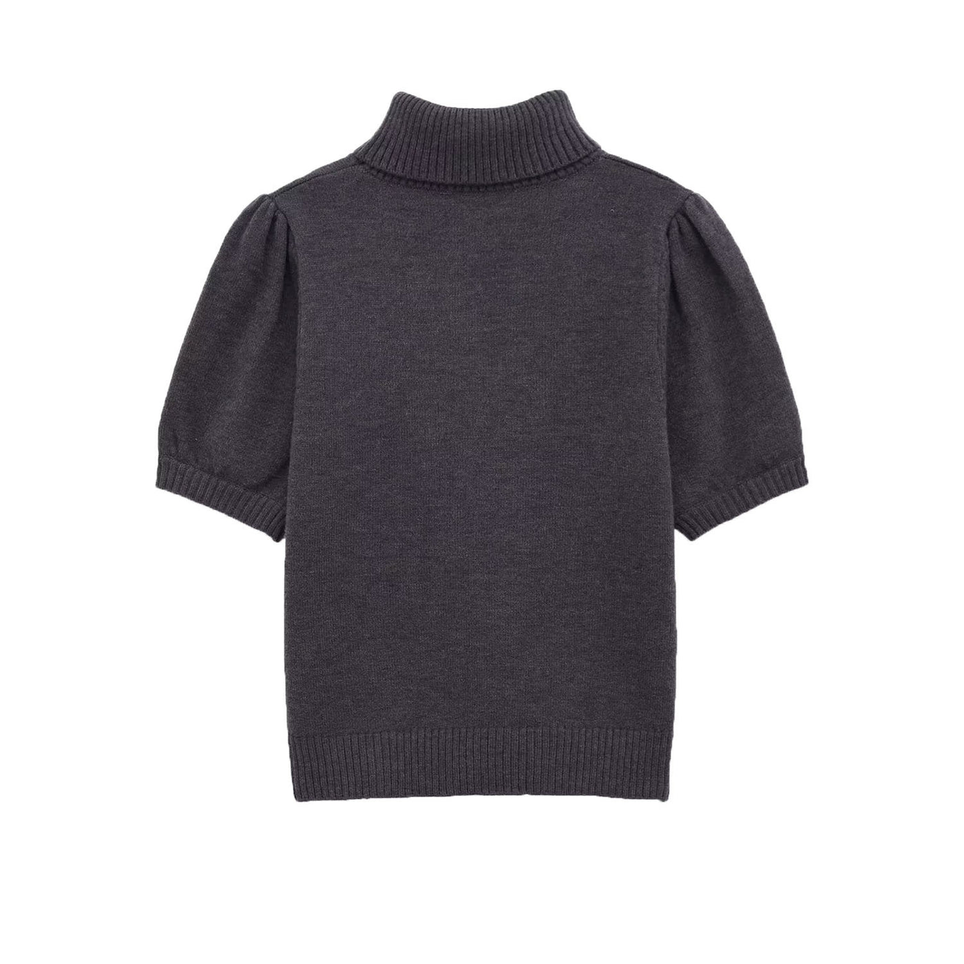 Gracie | Roll Neck Puff Sleeve Ribbed Crop Knit Top