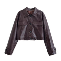 Maisie | Croc Embossed Faux Leather Jacket Trousers Set