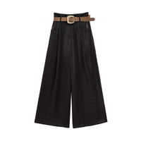 Aimee | High-Waist Front-Pleat Flowing Wide-Leg Satin Trousers