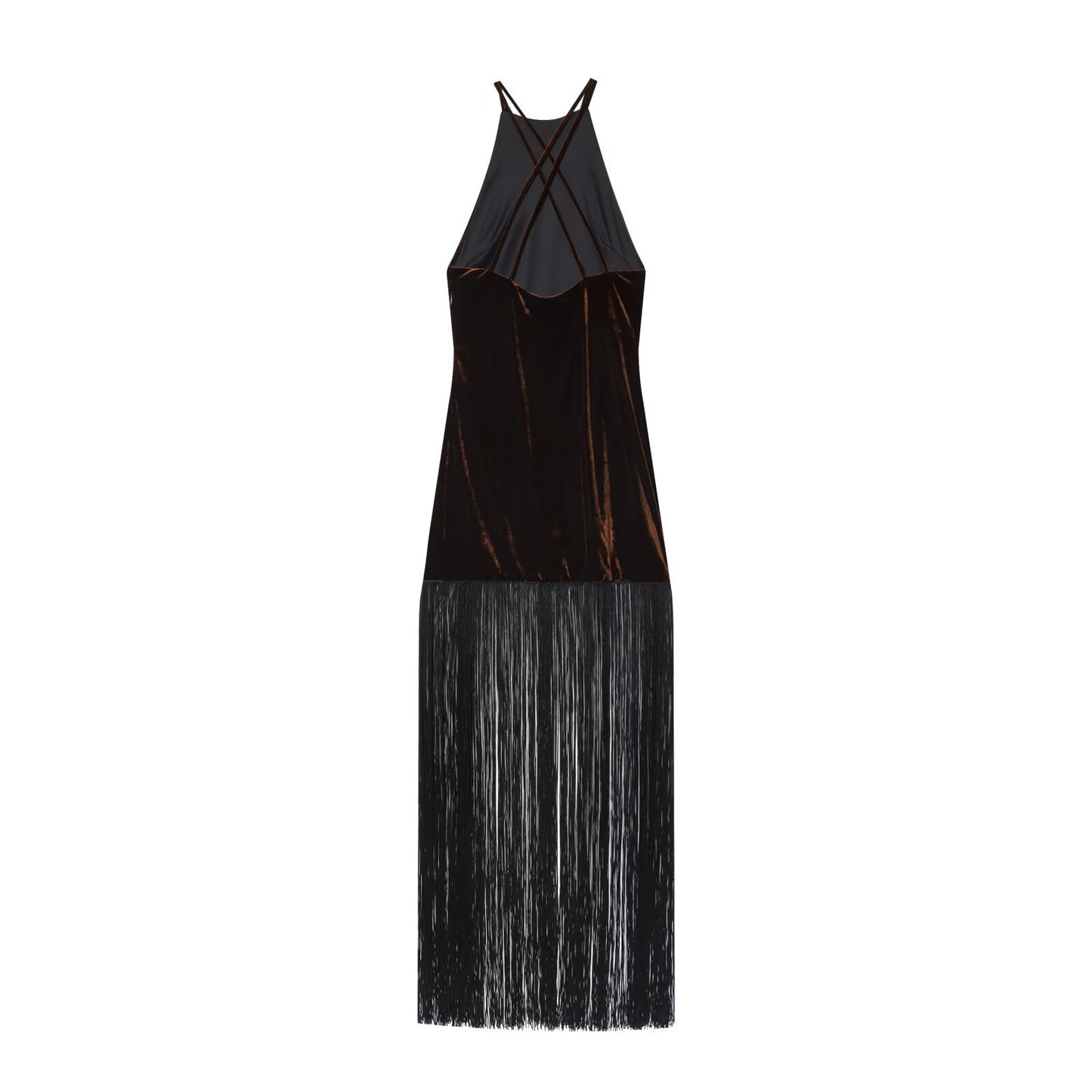 Saskia | Elegant Velvet Fringe Maxi Dress