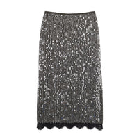 Jessica | Sequin Lace Hem Midi Skirt