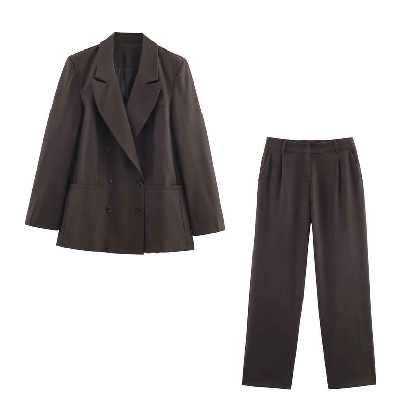 Mina | Oversized Brown Suit Double Breasted