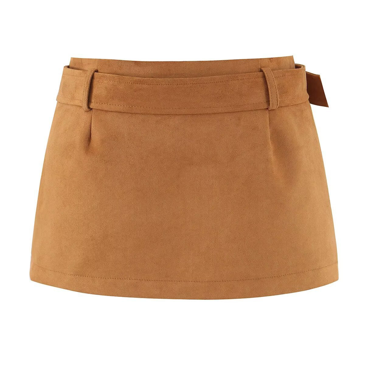 Edith | Faux Suede Belted Mini Skirt