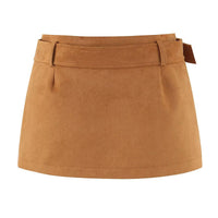 Edith | Faux Suede Belted Mini Skirt