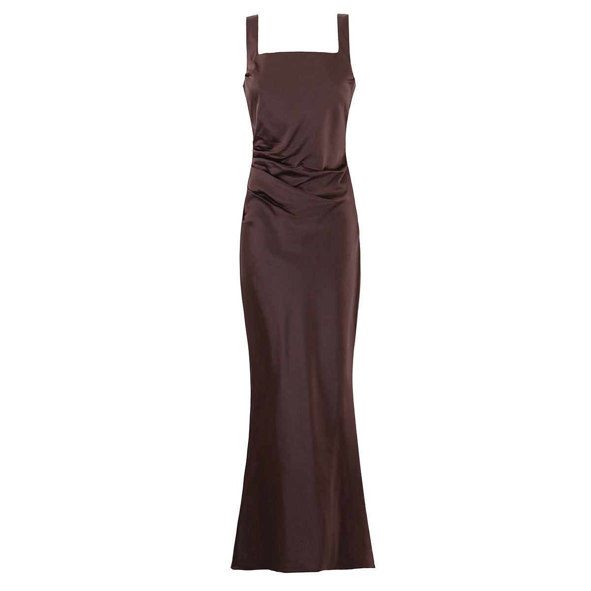 Evelyn | Ruched Satin Maxi Slip Dress