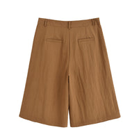 Aria | Front-Pleat Wide-Leg Cropped Linen Trousers