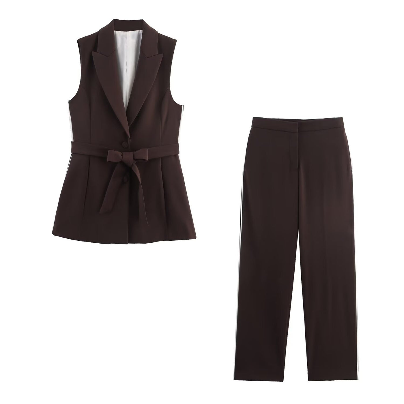 Heidi | Sleeveless Blazer Wide Leg Trousers Set