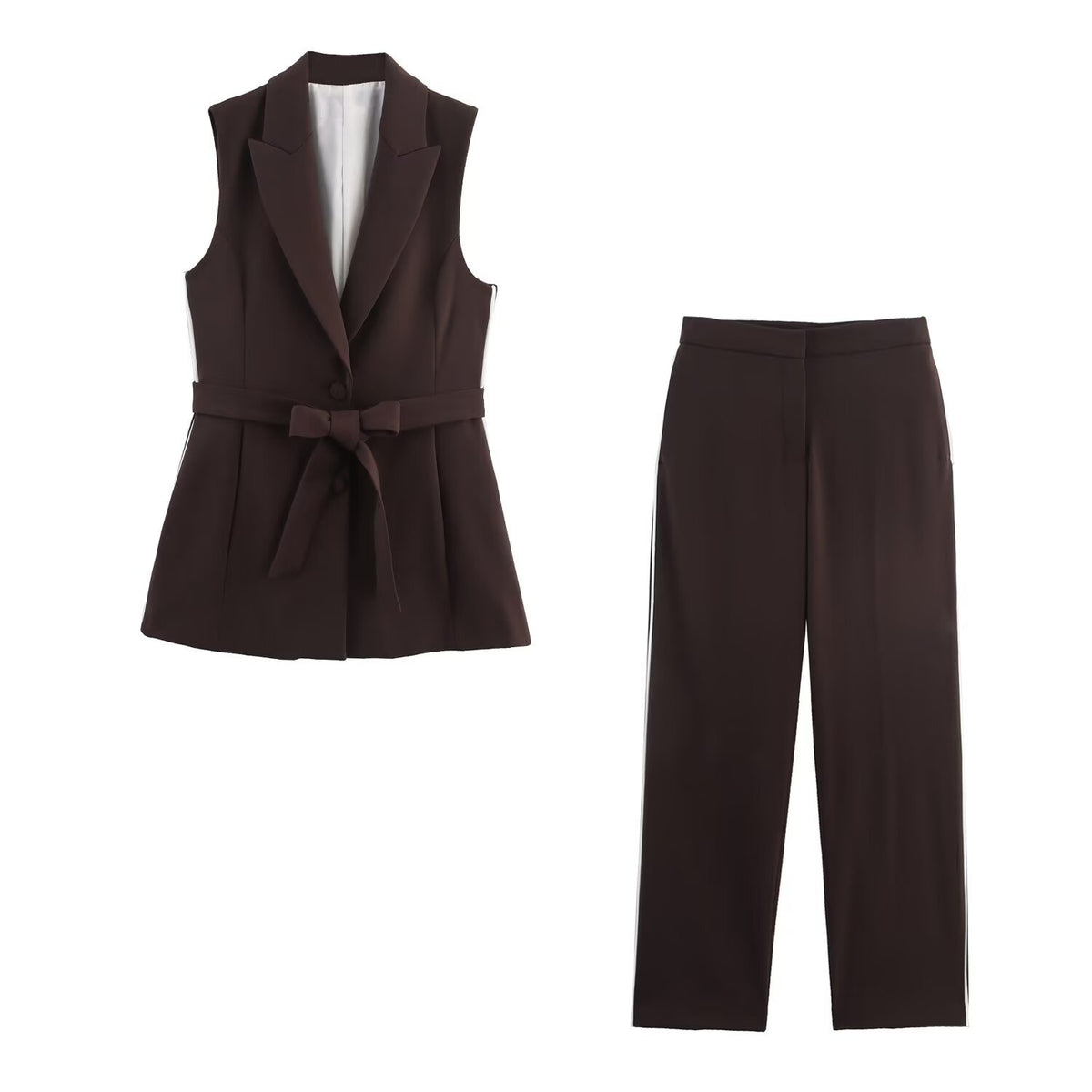 Heidi | Sleeveless Blazer Wide Leg Trousers Set