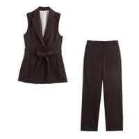 Heidi | Sleeveless Blazer Wide Leg Trousers Set