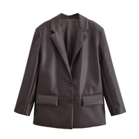 Maddison | Oversized Faux Leather Blazer