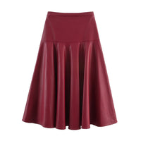 Tallulah | Flared A-Line Faux Leather Midi Skirt