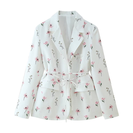 Calla | Summer Floral Blazer White