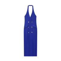 Clementine | Double-Breasted Halter Neck Maxi Dress