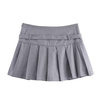 Beatrice | Belted Knife Pleat Mini Skirt