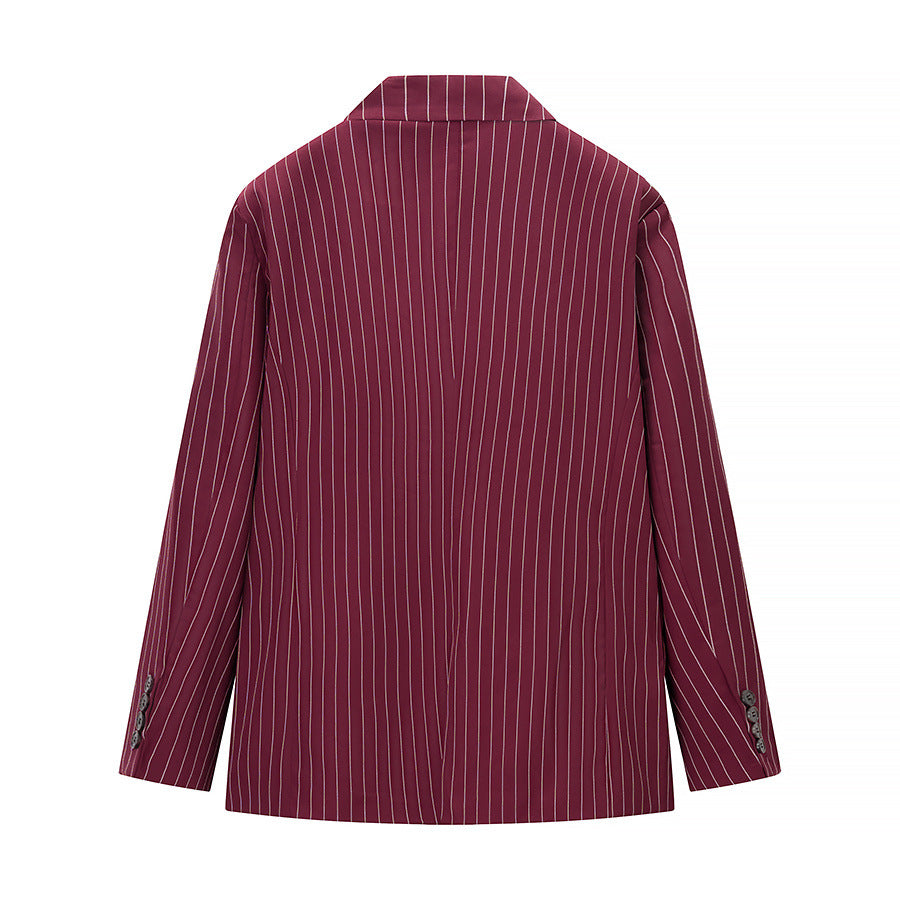 Evie | Classic Stripe Double Breasted Trouser Suit Set