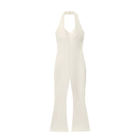 Lola | V-Cutout Halter Wide-Leg Jumpsuit in White