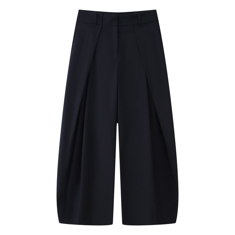 Romy | Casual Wide Leg Trousers Khaki Pleated