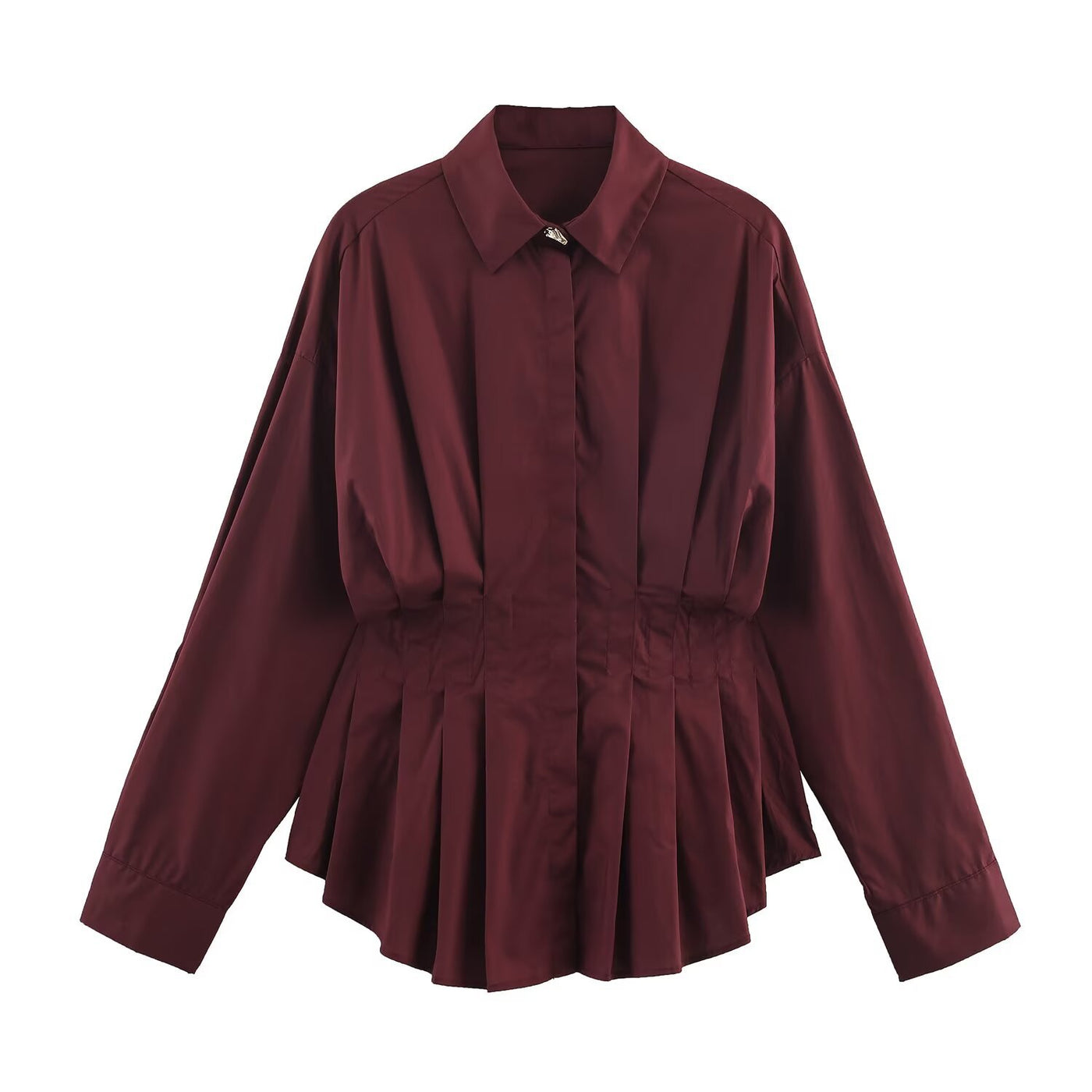 Alicia | Pleated Peplum Cotton Shirt