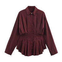 Alicia | Pleated Peplum Cotton Shirt