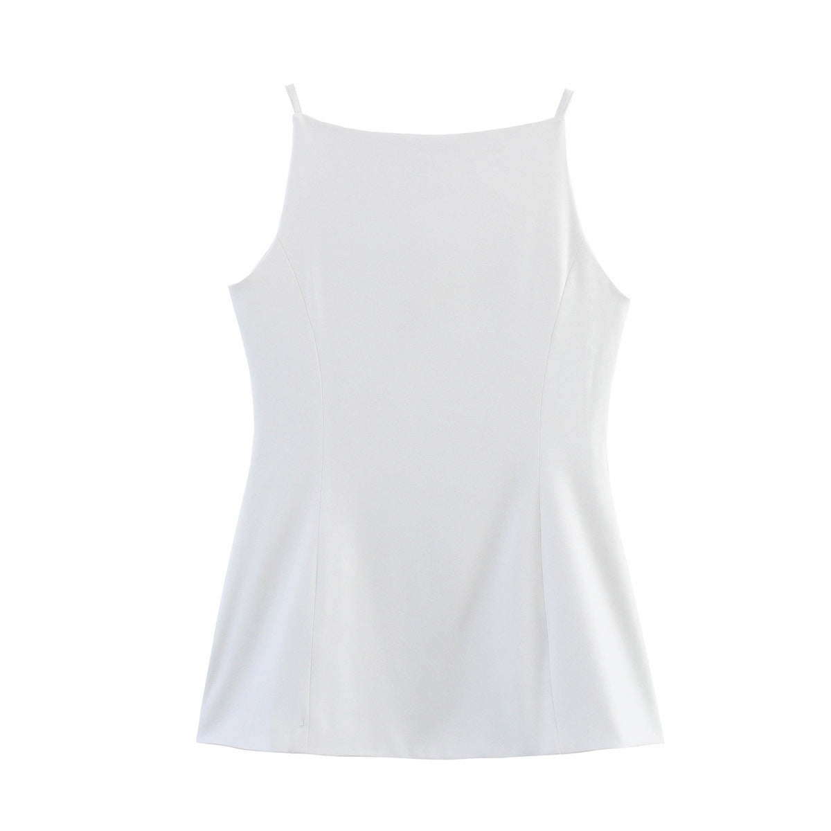 Tallulah | Square Neck Top White Sleeveless Button Front Fitted