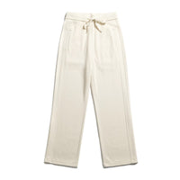Yasmine | Drawstring Vertical Seam Wide-Leg Brushed Terry Trousers