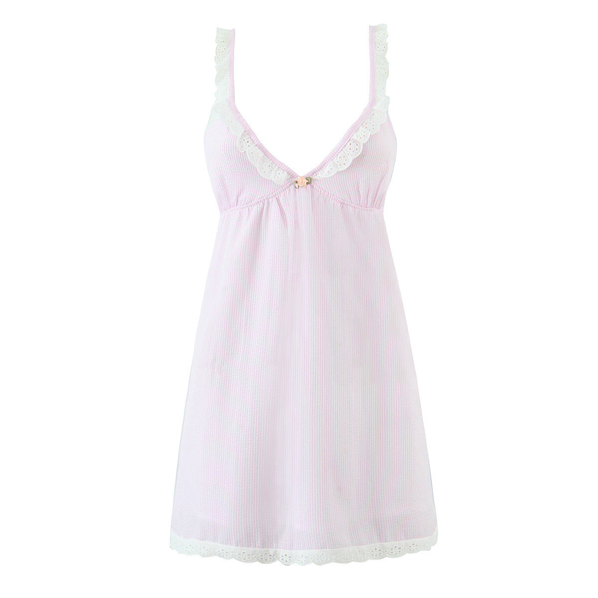 Elise | Lace Trim Striped Slip Dress