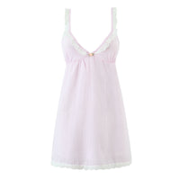 Elise | Lace Trim Striped Slip Dress
