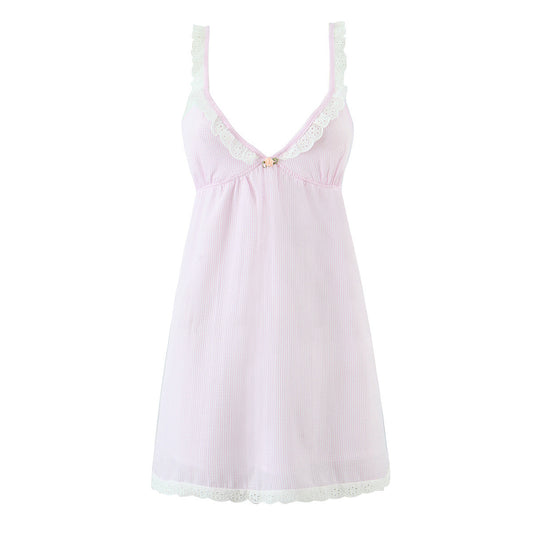 Jasmine | Summer Lace Slip Mini Dress Pink