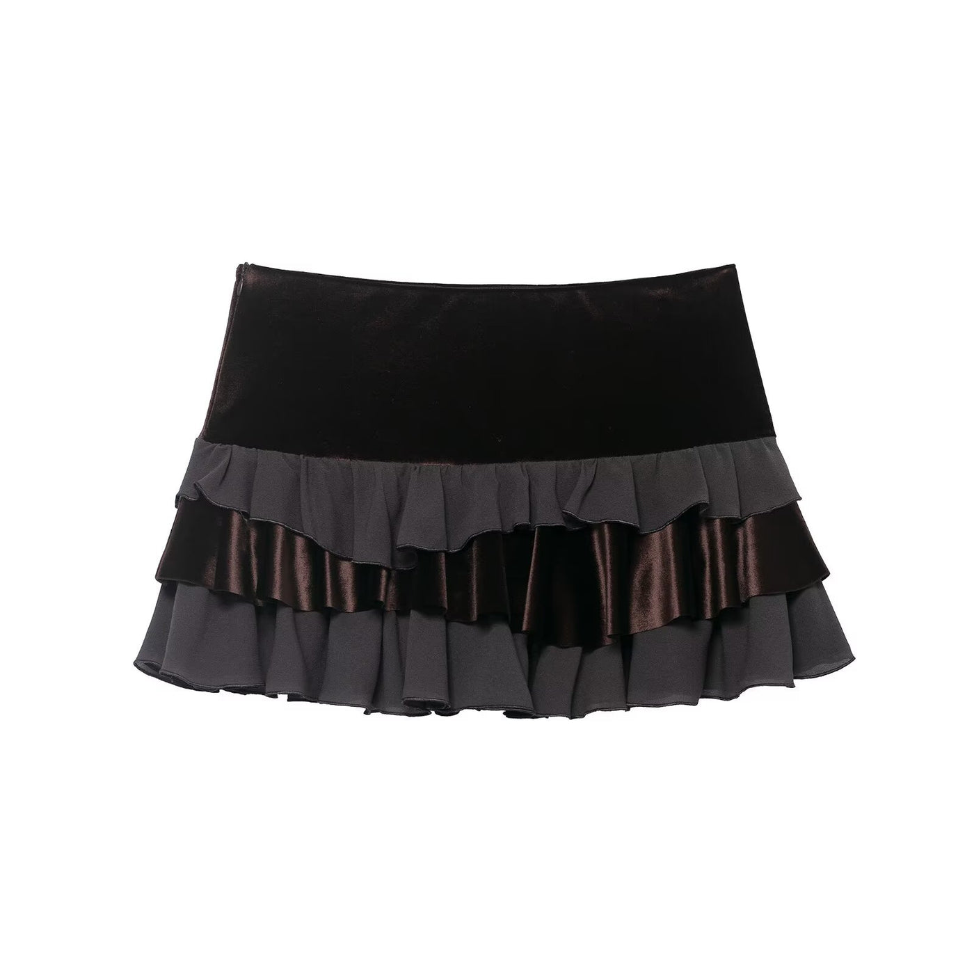 Chloe | Velvet Ruffle Tiered Mini Skirt